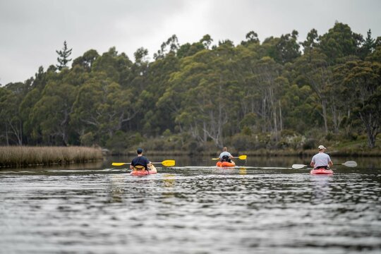 canoeing and kayaking on a river in Australia