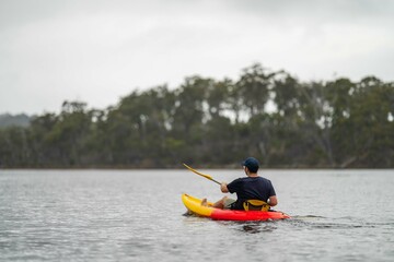 Fototapeta na wymiar canoeing and kayaking on a river in Australia