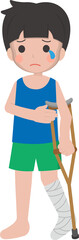 Cartoon Comic Vector of Little Boy Fracture