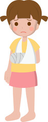 Cartoon Comic Vector of Little Girl Fracture