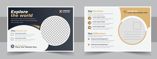Corporate modern travel postcard template design, Travel Postcard Design Template, Travel Company eddm Postcard layout
