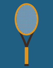 Tennis racket in flat style. Sports equipment.