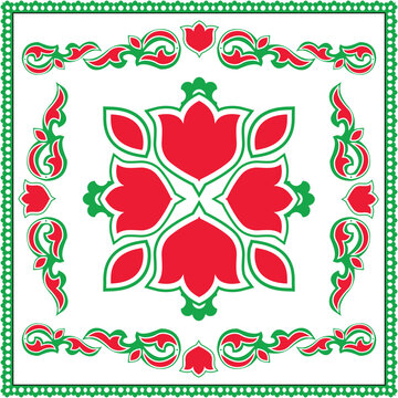Tatar Native Ornamental Rosette in Arabic and Turkish style