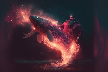 The magician summons a fire-breathing fish