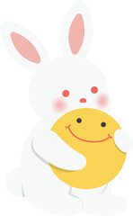 Obraz na płótnie Canvas Cartoon comic vector of cute rabbit holding the moon