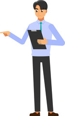 cartoon business man wearing white shirt ,png