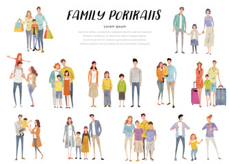 ベクターイラスト素材：家族、子育て世代、セット
