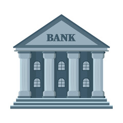 Facade of bank building with columns cartoon illustration. Metallic or steel safe, stock of banknotes, gold bars, cash depository. Money, banking concept