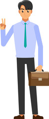 cartoon business man wearing white shirt ,png
