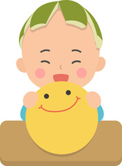 Cute children with moon and pomelo cartoon characters, comic characters vector