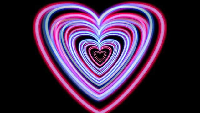 Neon sign love heart symbol for Valentine's day or mother day concept or music dj vj animation on black background.4k footage motion graphics