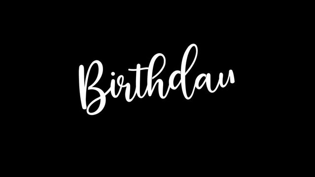 Happy birthday animation text in white color on transparent background. easy to put into any video. Good for birthday card element. 4k video alpha channel.