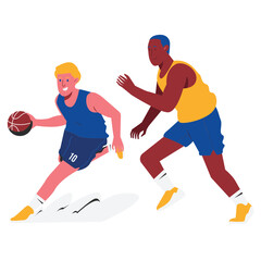 Fototapeta na wymiar Dribbling Sport People Color 2D Illustration
