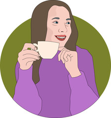 Illustration vector graphic of Drinking Coffee, fit for template, design resources 