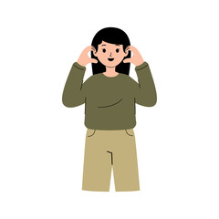 Woman with heart finger gesture