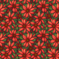 Fototapeta na wymiar Seamless flowers pattern. Endless colorful floral background. Digital illustration.