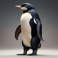 Full body portrait of a penguin. Digital illustration. Generative AI.