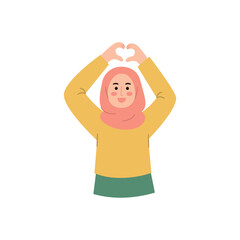 Muslim Woman with heart finger gesture