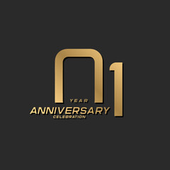 1 year anniversary celebration logotype with modern elegant number