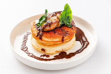 pancakes with chocolate and banana