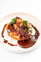 pancakes with chocolate and banana