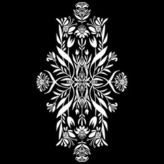 Floral mandala hand drawn. Floral design element on black background 