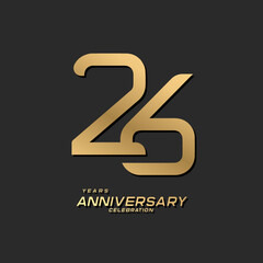 26 years anniversary celebration logotype with modern elegant number - obrazy, fototapety, plakaty