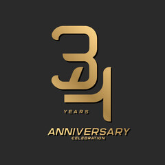 Obraz premium 34 years anniversary celebration logotype with modern elegant number