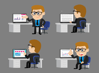 Business people infront of her computer