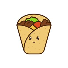 vector icon of cute doodle fast food burrito