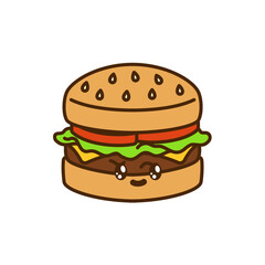 vector icon of cute doodle fast food burger