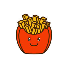 vector icon of cute doodle fast food french fries