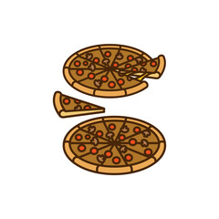 vector icon of cute doodle fast food pizza
