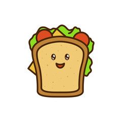 vector icon of cute doodle fast food sandwich