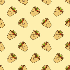 vector icon of cute doodle pattern fast food burrito