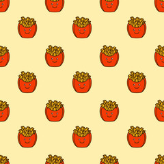 vector icon of cute doodle pattern fast food french fries