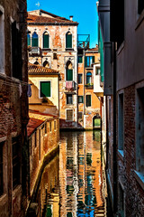 Ancient building and refection - Venice Italy 
