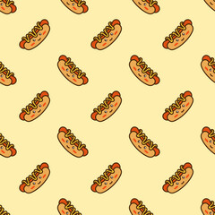 vector icon of cute doodle pattern fast food hot dog