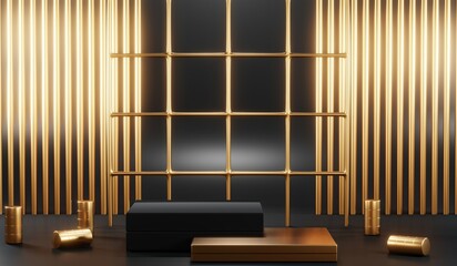 Obraz premium 3D rendering of backdrop black podium background show room for black friday products and sale banner