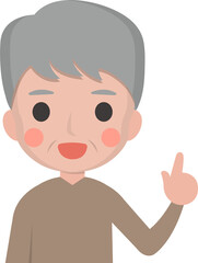 Elderly man, grandpa raised his index finger