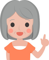 Elderly woman, grandmother raised her index finger
