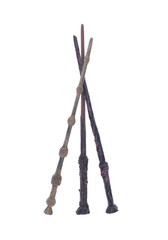 wooden magic wand isolated on white background