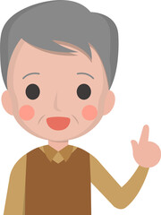Elderly man, grandpa raised his index finger