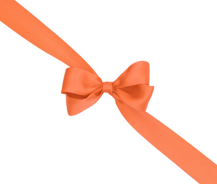 	
N&oelig;ud de ruban de satin pour paquet cadeau de couleur orange, isol&eacute; sur un fond transparent.	