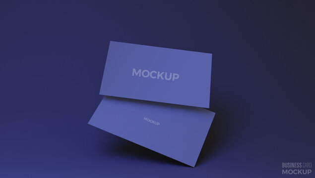 Modern Business Card Floating Mockup. Mock-up Design For Presentation Branding, Corporate Identity, Advertising, Personal, Stationery, Graphic Designers Presentations. 3d Rendering Illustration