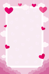 Fototapeta na wymiar Love frame background. Pink background with hearts. Vector illustration.