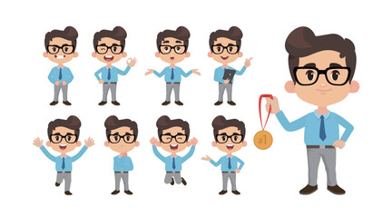 Office worker with different poses