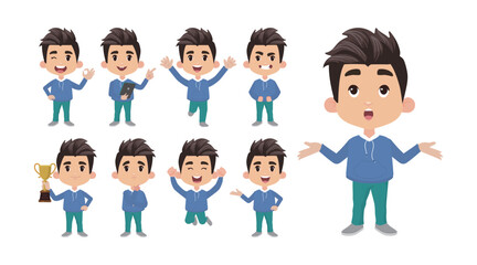 Chef with different poses. vector