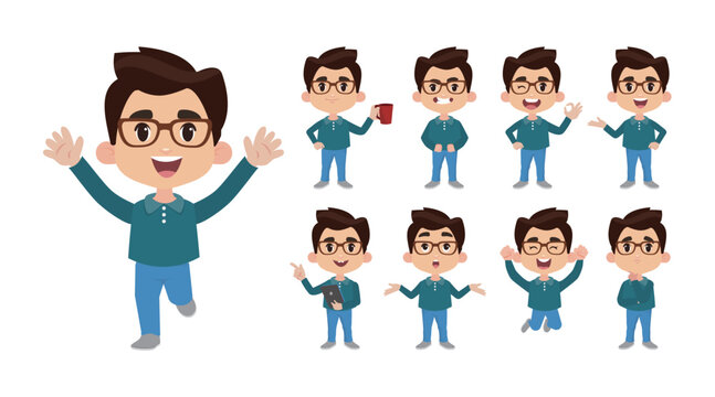Office worker with different poses