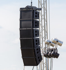 Large concert speakers in nature.